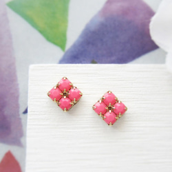 *3710*Simple Bijou earring／pierce（ピンク） 2枚目の画像