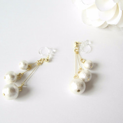 *381*Cotton Pearl☆Shooting star earring 2枚目の画像