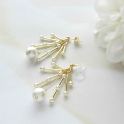 *2386*Dot Pearl Shower earring／pierce(ホワイト) 3枚目の画像