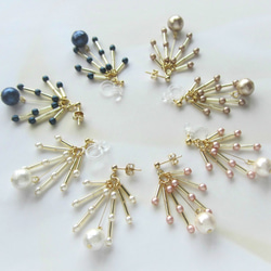 *2386*Dot Pearl Shower earring／pierce(ホワイト) 4枚目の画像