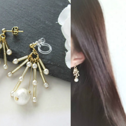 *2386*Dot Pearl Shower earring／pierce(ホワイト) 5枚目の画像