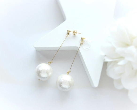 *2691*Cotton pearl simple earring／pierce 1枚目の画像
