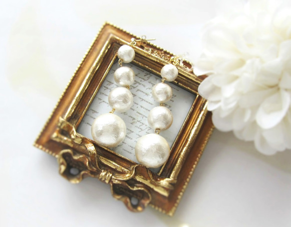 White Cotton Pearl earring／pierce*2579* 3枚目の画像