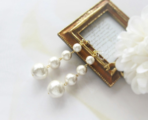 White Cotton Pearl earring／pierce*2579* 5枚目の画像