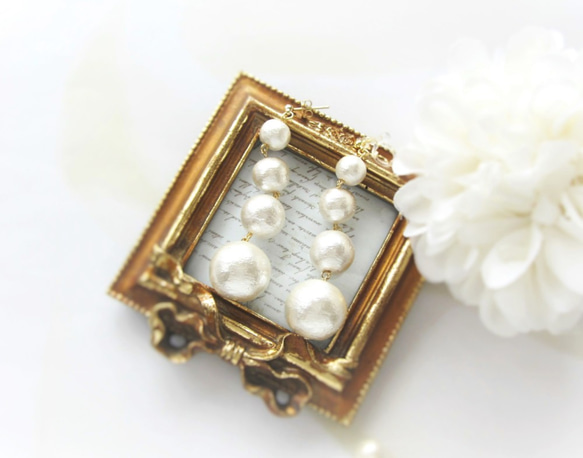 White Cotton Pearl earring／pierce*2579* 6枚目の画像