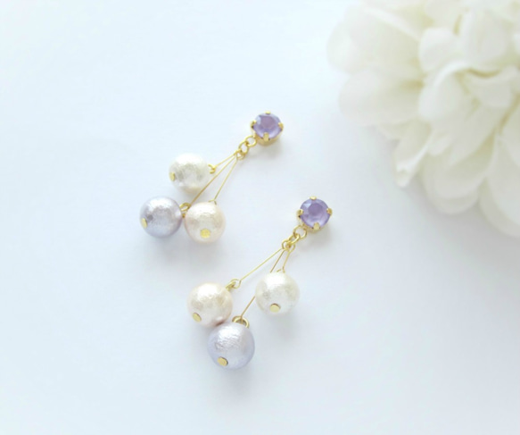 *2034*Simple bijou×pearl　earring 3枚目の画像