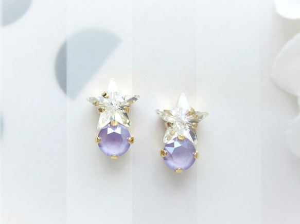 *3040*Star bijou earring（クリスタル＊ライラック） 1枚目の画像