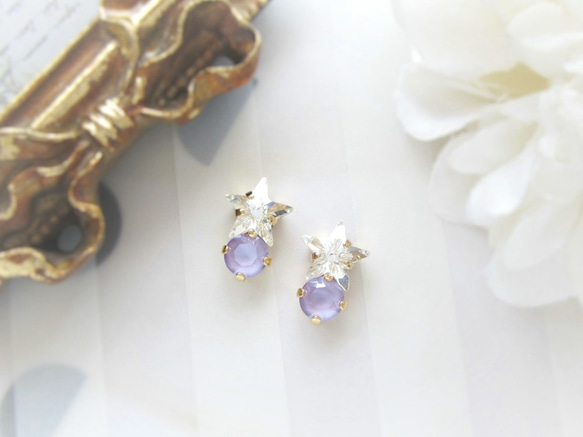 *3040*Star bijou earring（クリスタル＊ライラック） 3枚目の画像