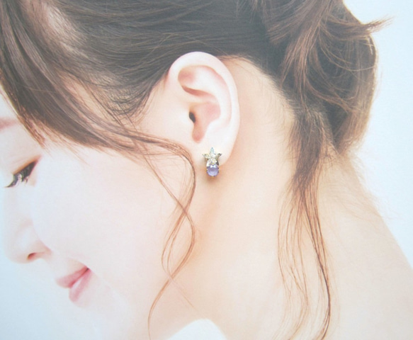 *3040*Star bijou earring（クリスタル＊ライラック） 4枚目の画像