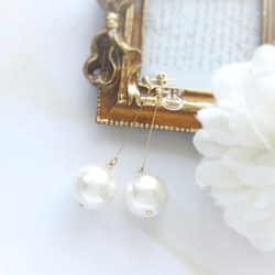 *2691*Cotton pearl simple earring 2枚目の画像