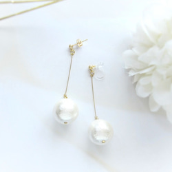 *2691*Cotton pearl simple earring 3枚目の画像