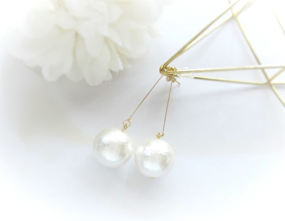 *2691*Cotton pearl simple earring 4枚目の画像