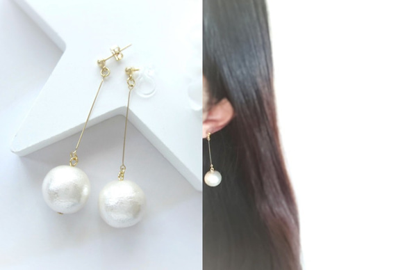 *2691*Cotton pearl simple earring 5枚目の画像