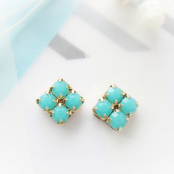 *1416*Simple Bijou earring／pierce（グリーンターコイズ） 2枚目の画像