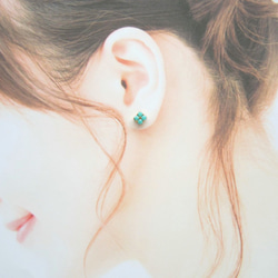 *1416*Simple Bijou earring／pierce（グリーンターコイズ） 5枚目の画像