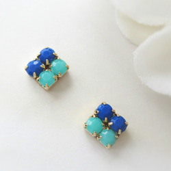 *1417*Simple Bijou earring／pierce（ターコイズ×ブルー） 3枚目の画像