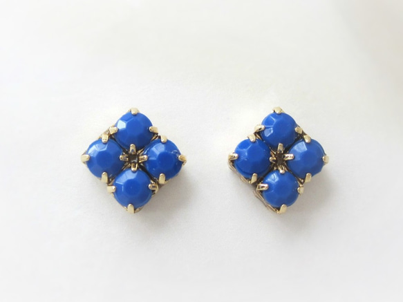 *1418*Simple Bijou earring／pierce（ブルー） 1枚目の画像