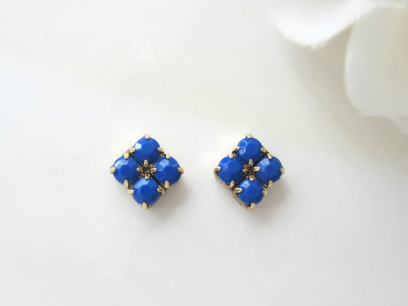 *1418*Simple Bijou earring／pierce（ブルー） 4枚目の画像