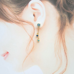 *3401*Triple bijou earring／pierce(ブルー) 5枚目の画像
