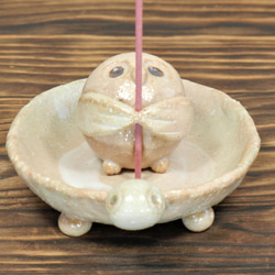 香立て（香立てーフクロウ・受皿ーカメ）【陶器　萩】 3枚目の画像