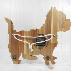 犬形時計　ヨークシャーテリア【木製（アカシア集成材）】（置き・掛け兼用） 2枚目の画像