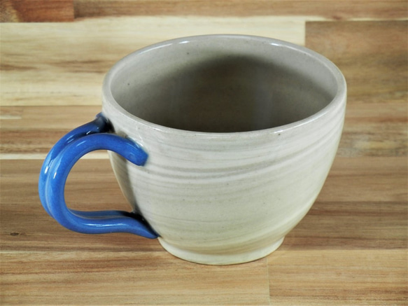 ◆マグカップ【練り込み】（把手（とって）ブルー）１（陶器）◆ 2枚目の画像