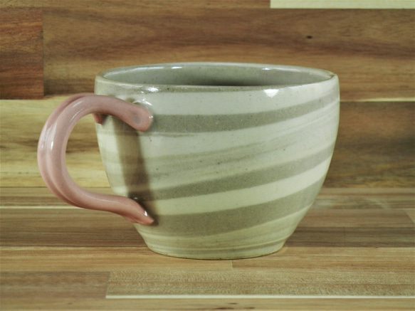 ◆マグカップ【練り込み】（把手（とって）ピンク）１（陶器）◆ 6枚目の画像