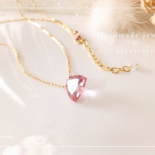 ◇ピンクトパーズ トリリアントカット ネックレス L粒 ネックレス