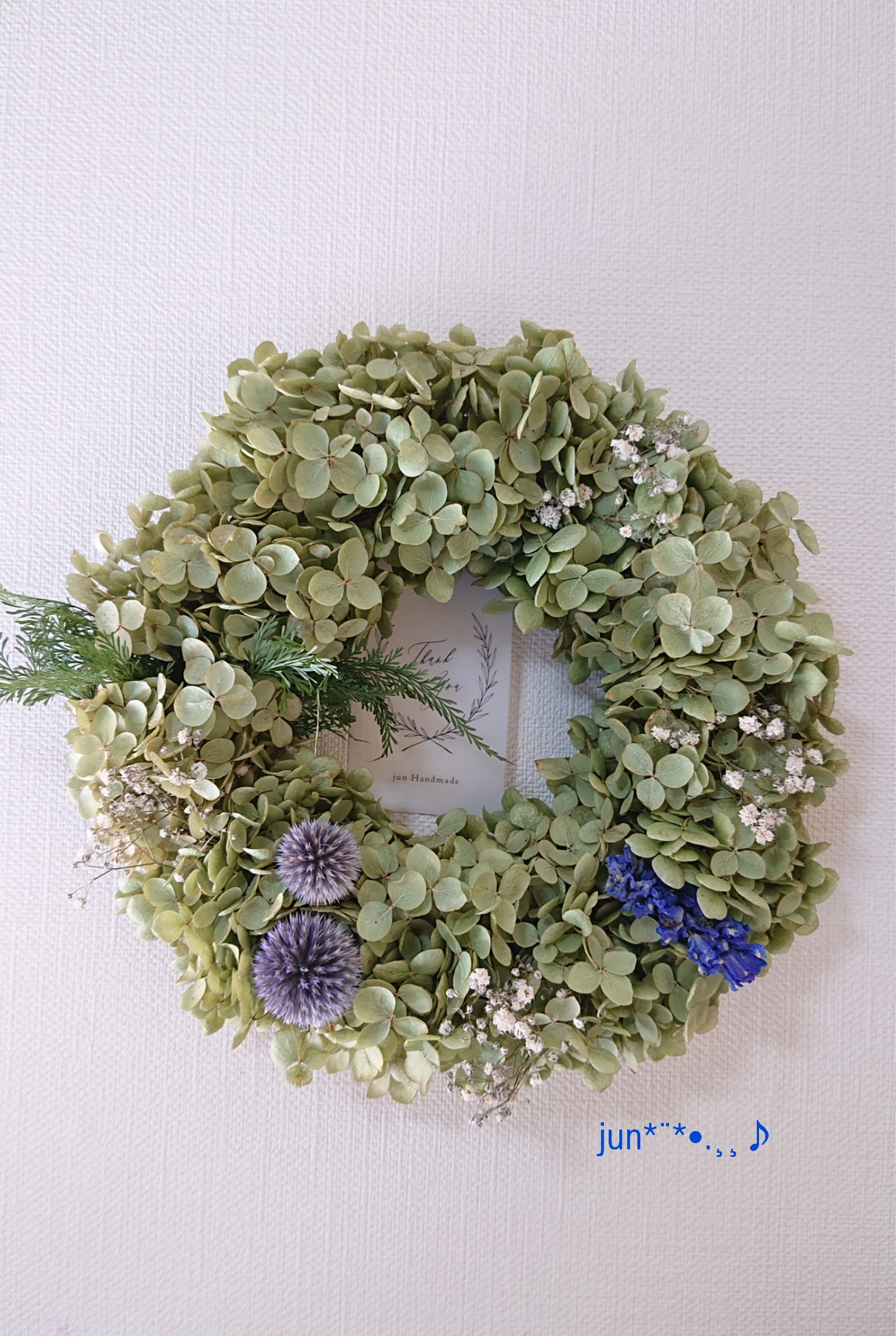 Creema限定】*｡紫陽花アナベルの夏リース∗*ﾟドライフラワー