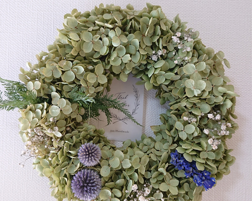 Creema限定】*｡紫陽花アナベルの夏リース∗*ﾟドライフラワー