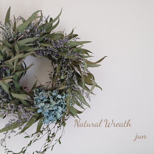 Creema限定】*｡細葉ユーカリと紫陽花のリース∗*ﾟドライフラワー