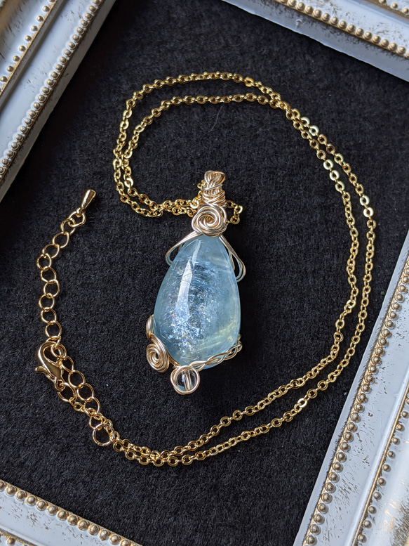 ☆アクアマリン(ミニサイズ)☆ワイヤーペンダントトップ ペンダント