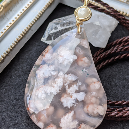 天然石】【ハンドメイド】桜瑪瑙☆大粒☆チェリーブロッサム