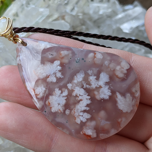 ☆チェリーブロッサムアゲート・桜瑪瑙☆ワイヤーネックレス  