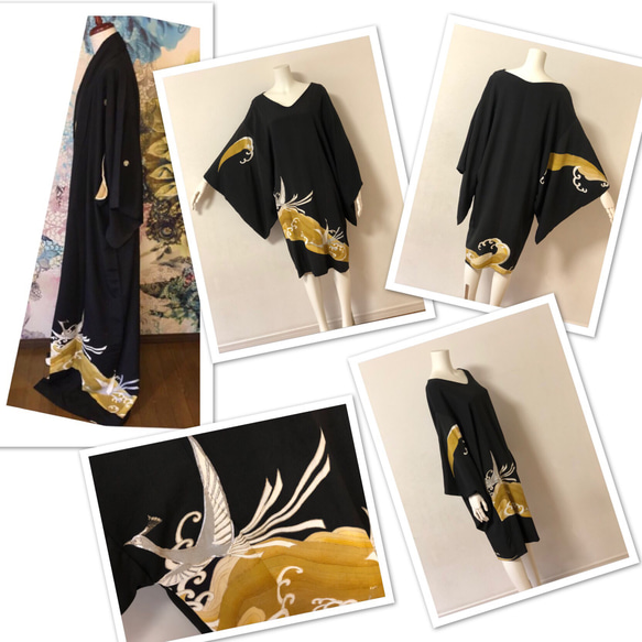 和服改造連衣裙♡鶴紋 第5張的照片