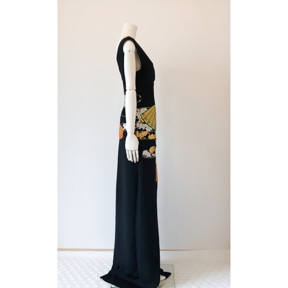 豪華な刺繍のポリエステルの着物リメイクドレス 3枚目の画像