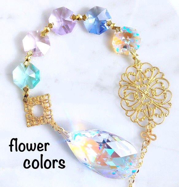 オーロラ✴︎flower colors✴︎スワロフスキー サンキャッチャー