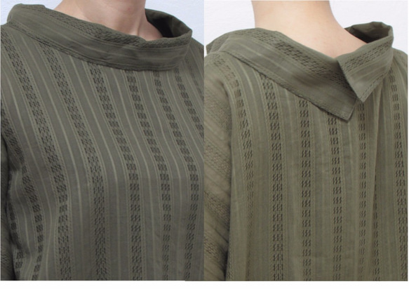 1250 変わり衿ワンピース　コットンレース　グリーン 3枚目の画像