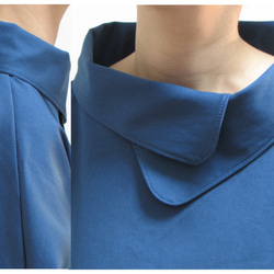1975  衿付きできちんとさんの春服。ワンピース　コットン　ブルー 2枚目の画像
