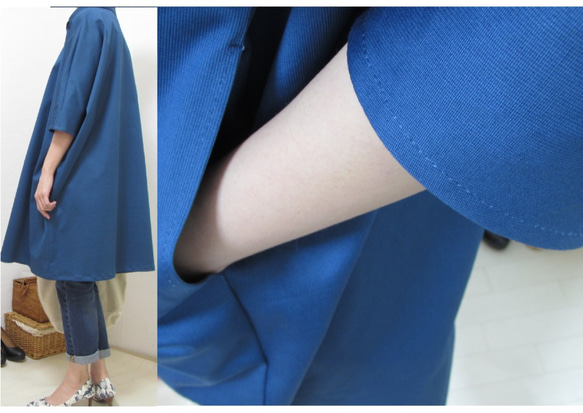 1975  衿付きできちんとさんの春服。ワンピース　コットン　ブルー 3枚目の画像