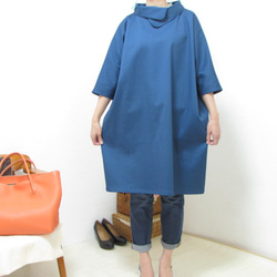1975  衿付きできちんとさんの春服。ワンピース　コットン　ブルー 5枚目の画像