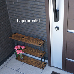 【日本製 完成品】＜Laputa_mini 木製 × アイアンラック＞シェルフ ラック トイレ 収納 キッチン 1枚目の画像