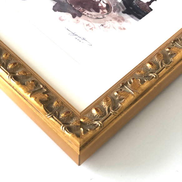 【受注生産】A５サイズの絵ハガキにぴったりなボタニカルゴールドフレーム 2枚目の画像