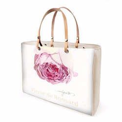 【受注生産】ピンクベージュのバラ　イタリアンレザーハンドバック 2枚目の画像