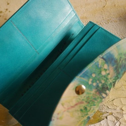 幸運袋[定做]錢包和名片夾鞋作家合作真皮長錢包綠松石植物 第8張的照片