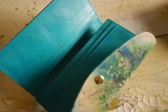 幸運袋[定做]錢包和名片夾鞋作家合作真皮長錢包綠松石植物 第8張的照片