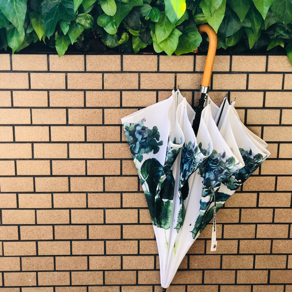 【訂做】雨傘1號流行綠松石水滴傘繡球花手作2024 第12張的照片