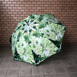 傘人気№４【受注生産】雨傘　Green Bouqet　Bタイプ　紫陽花ハンドメイド2024 7枚目の画像