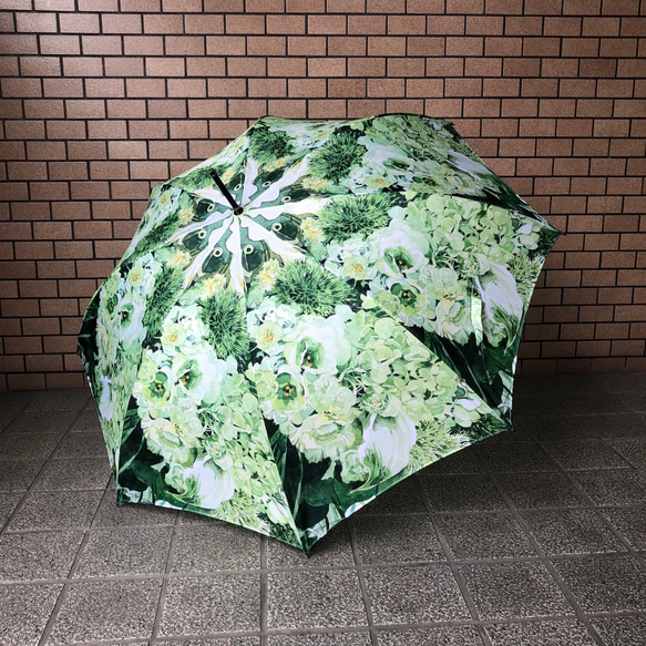 紫陽花ハンドメイド2024　傘人気№４ 雨傘　Green Bouqet　Bタイプ 7枚目の画像