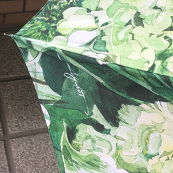 傘人気№４【受注生産】雨傘　Green Bouqet　Bタイプ　紫陽花ハンドメイド2024 3枚目の画像